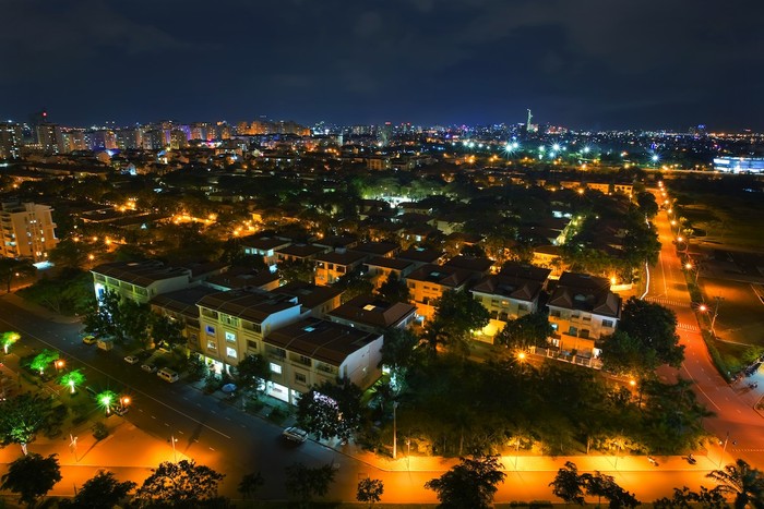 Khu đô thị mới Phú Mỹ Hưng về đêm.